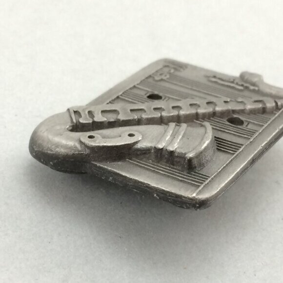 Vintage Pewter Saxophone Stud Earrings in Brooch Pin Music Torino MISSING Items - Picture 11 of 11